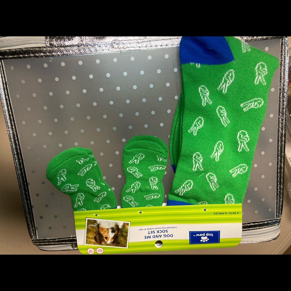 Petco-Owner and pet socks